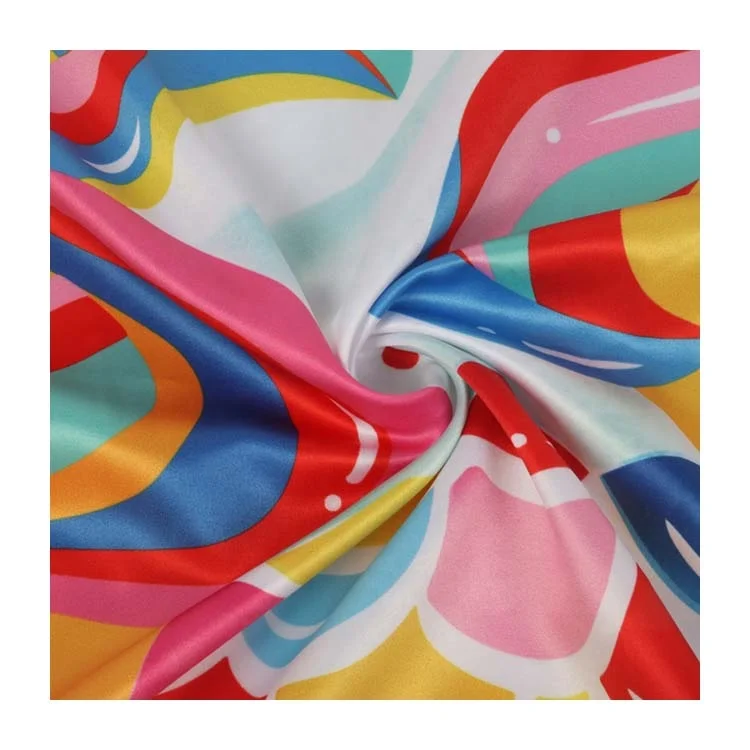 OEM soft smooth digital printing recycled satin silk like 50D polyester fabric for scarf