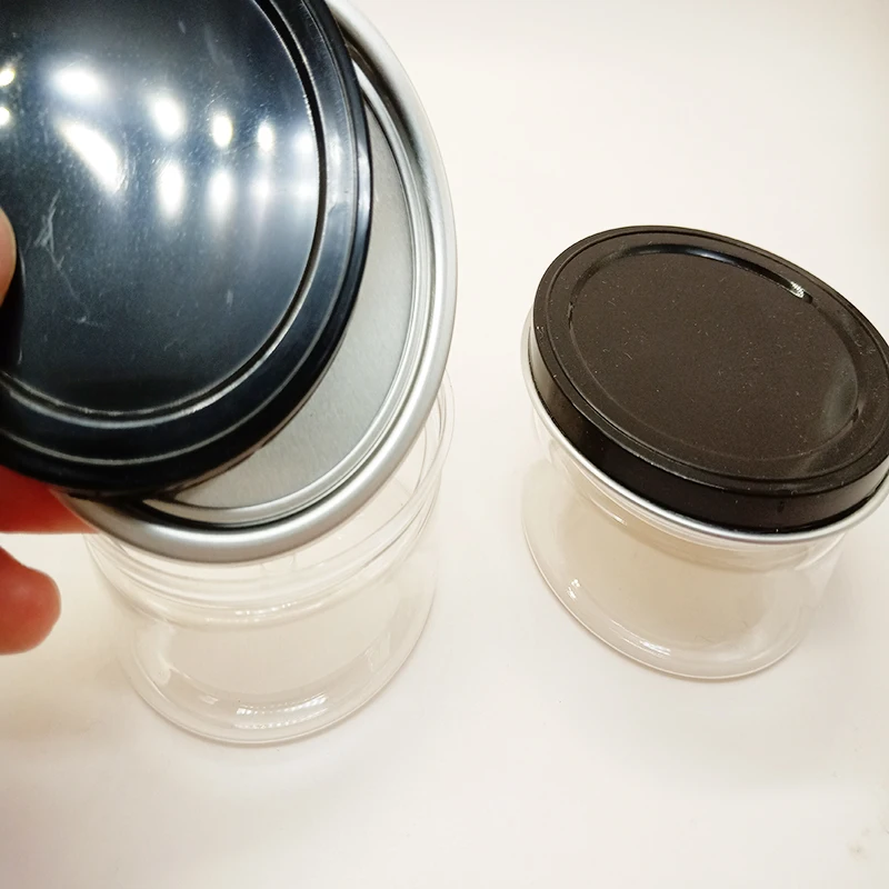 Hand seal-able OEM Sticker PE Lid Cover 100 ML Canned Food Tins Can Dry Flower Empty Aluminum Plastic Cans