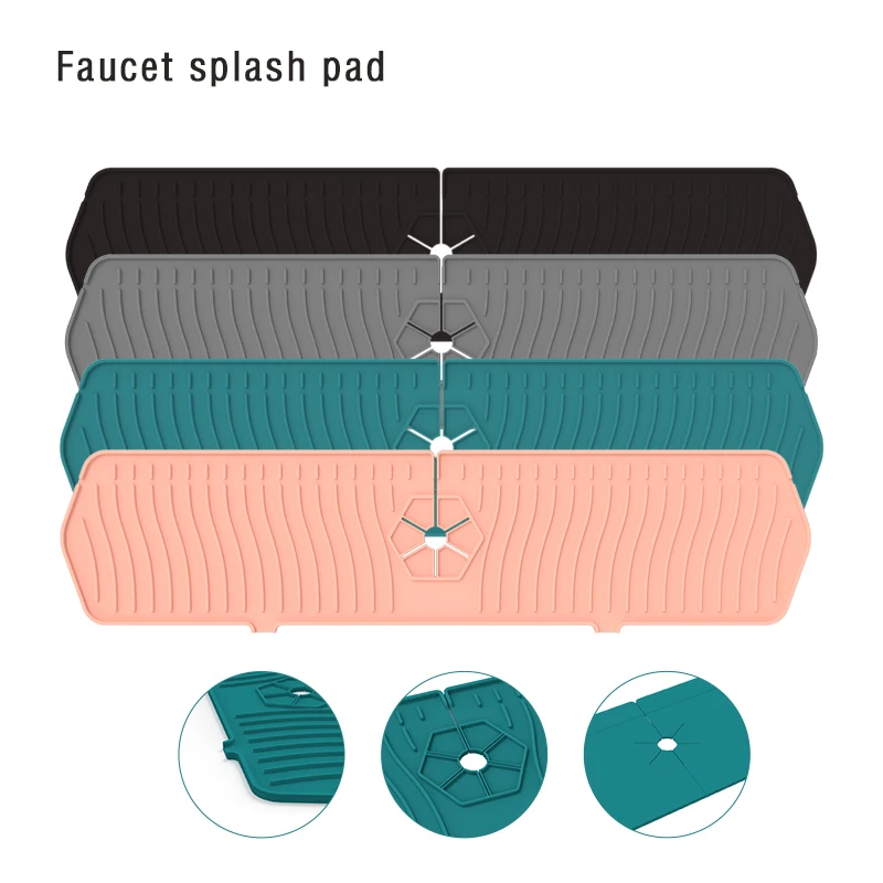 Silicone Kitchen Faucet Handle Drip Catcher Tray Sink Mat Splash Guard For Bathroom Washing Baffle Board