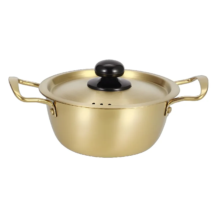 cookware set price Gold Handle Stainless Steel Soup Pot with Double Handles kitchen wares wholesale cookware sets