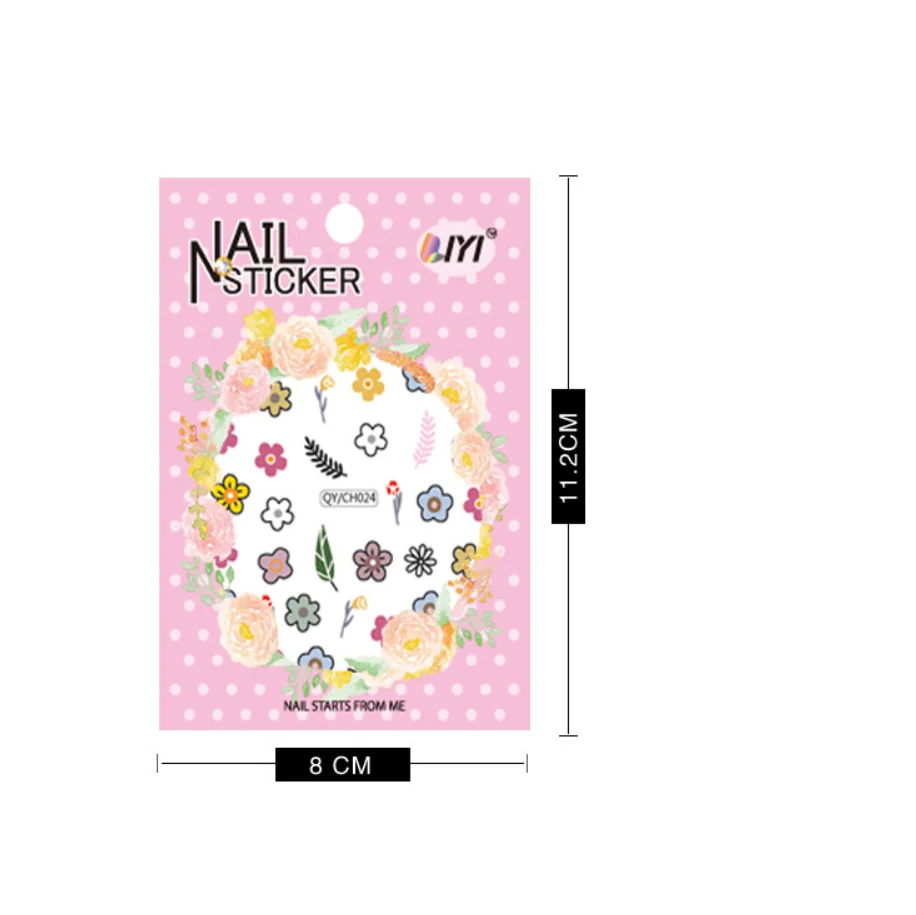 Nail Decals Sticker Bear Cartoon Cute Nail Art Water Stickers Tips DIY Decoration 3D Fruit Flower Branch Graffiti Abstract Paint