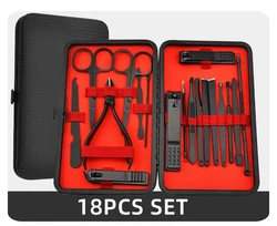 Hotsale High Quality Black Nail Clippers Beauty Manicure Tool Set 7/8/10/15/18pcs/set Dead Skin Clippers Pedicure Manicure Set