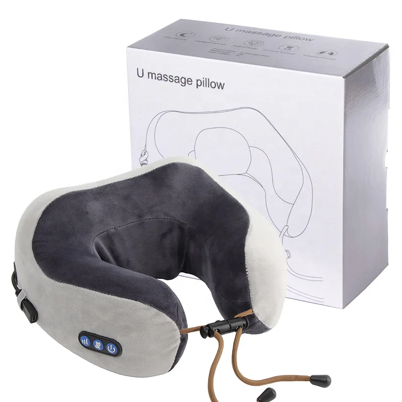 Portable Wireless Customized Logo Electric 1200mAh U-shaped Home And Car USB Kneading Heating Neck Massage Pillow