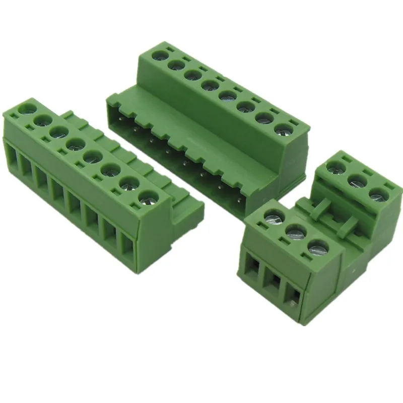 PCB 7.5mm 7.62mm Pitch  Wiring Screw Connect Wire to Board Flange Type  Green Terminal Block Wire Connector