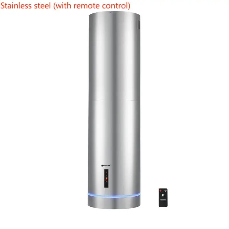 Black Circular Island Range Hood Silent Smoke Exhaust Hood Column Ceiling Suspended Top Chimney for Kitchen Cooking Utensils