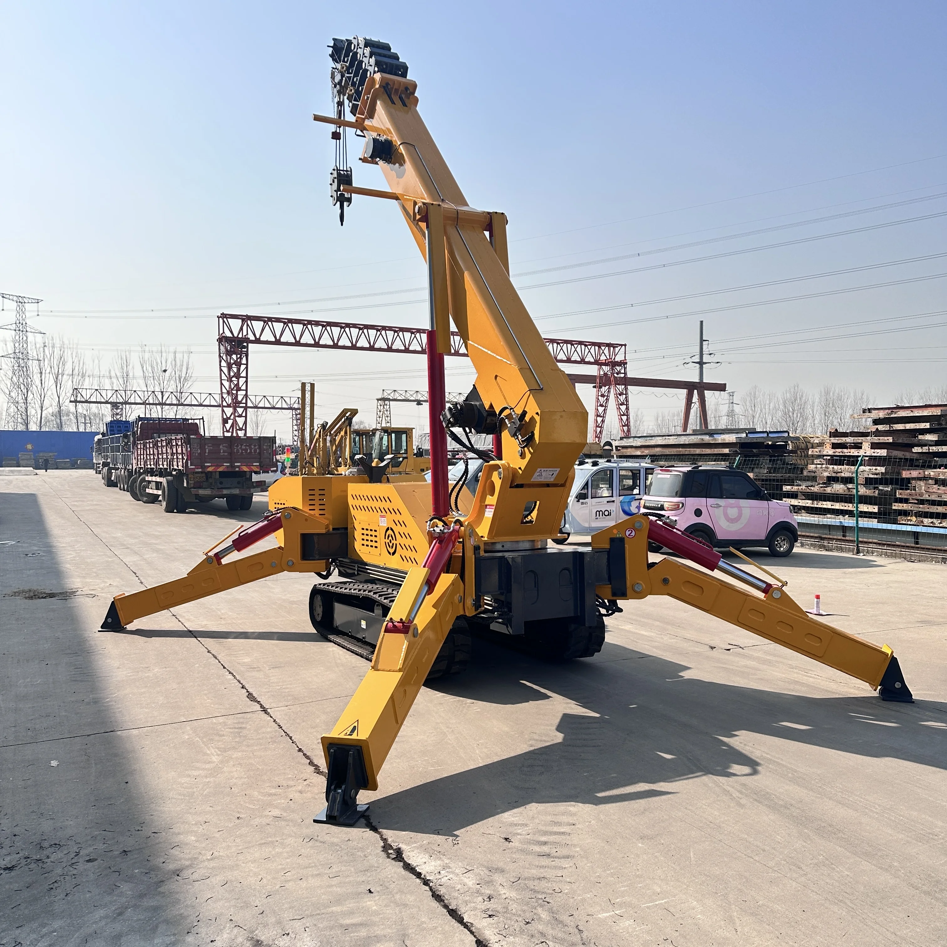 SuiZhong Mini Movable Efficient Safety Telescopic Diesel Electric 3 5 8 Ton 12 Ton Spider Crane With Basket Window