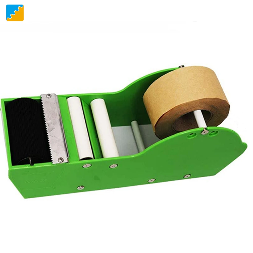 
office water activated gummed kraft paper multi roll adhesive desk tape packing packaging hand metal cutter dispenser machine 