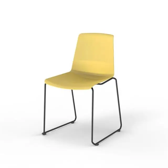 
Stackable Plastic Black Sled Metal Legs Office Meeting Training Chair 