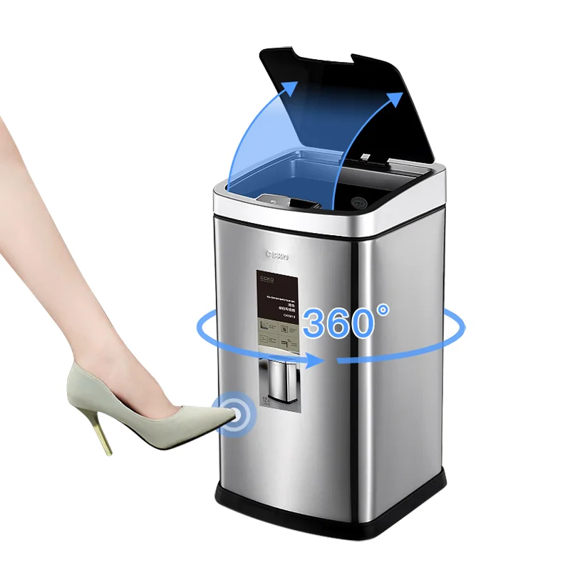 
CCKO New Arrival 6L Touchless Sensor Trash Can Stainless Steel Automatic Dustbin Smart Waste Bin 
