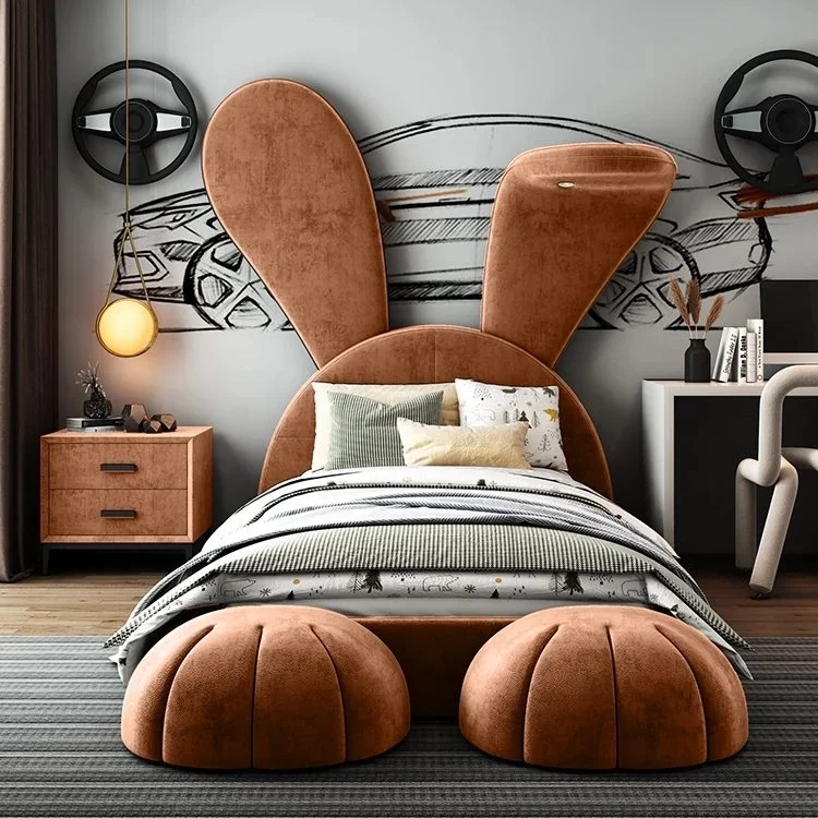 Kids furniture modern beds single children upholstered furniture princess kids child girl bed set for kids children