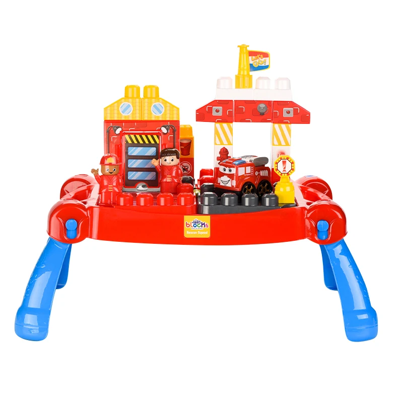 
Parent-child interactive building table diy toy assembling and disassembling building block fire 