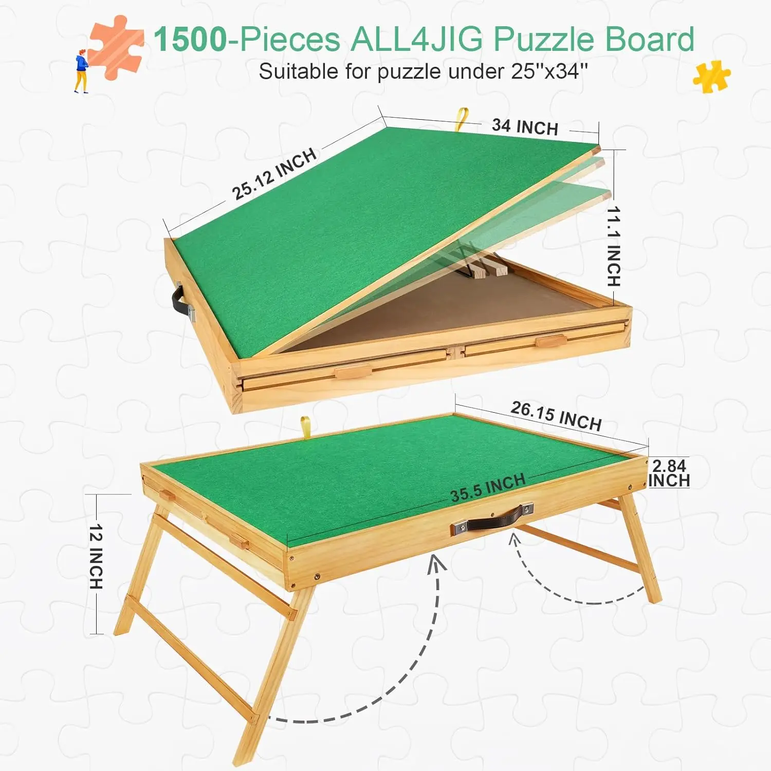 Wooden Children Education Toys Puzzle jigsaw Board adults lids Easel Non-slip Felt Surface jigsaw table