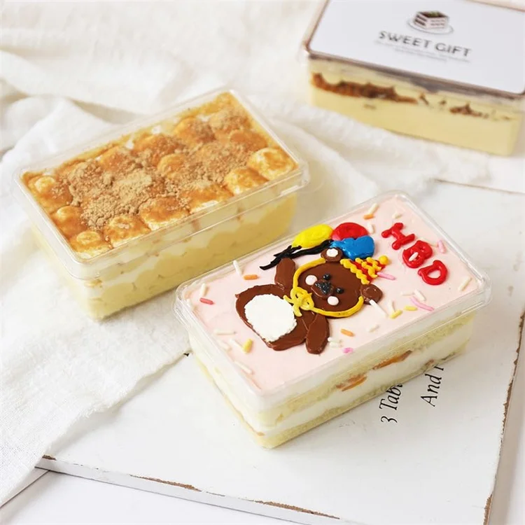  Beheart Diy прозрачная упаковка для десертов пекарни Tiramisu прямоугольная пластиковая коробка муссов и
