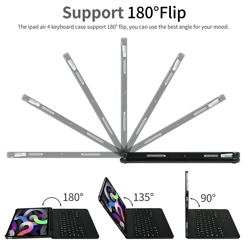 2021 High End 2 in 1 Custom 180 Degree Flip Full Protection Rugged 11 inch Wireless Keyboard Smart Tablet Case for iPad Pro 11