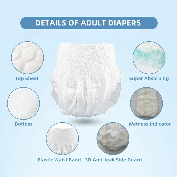 Wholesale High Quality Hospital Ultra Thick Disposable Adult Diaper Pull Up Pants Diapers For Elderly