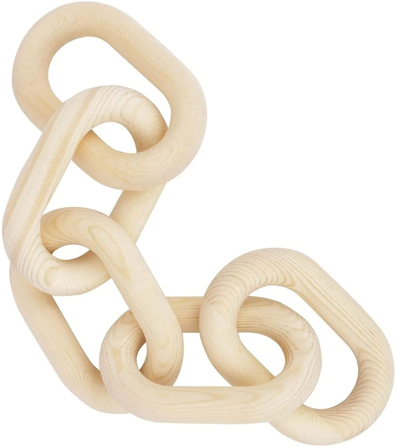 Decorative Wood Chain Link and Bead Garlands Set 22in  Natural Pine 5 Link Wood Chain