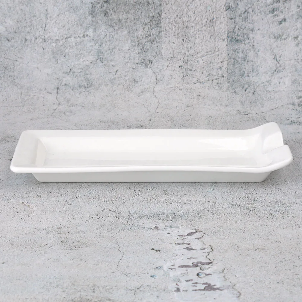 
22cm White Custom Design Ceramic Porcelain Kitchen Cooking Spoon Rest Holder 