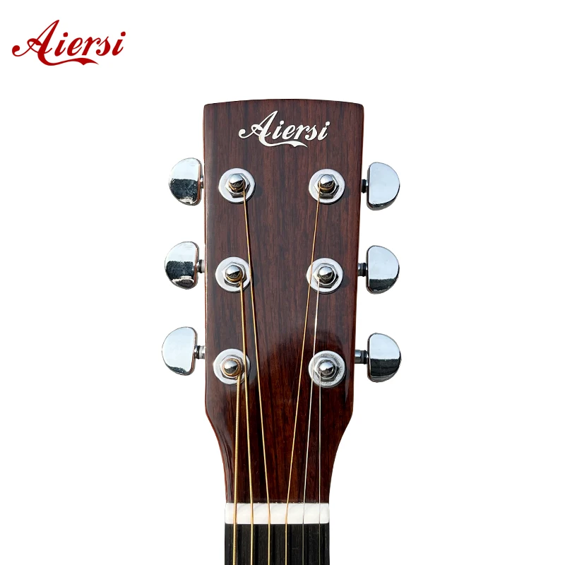Aiersi factory made glossy acoustic guitar Solid Sitka Spruce top mahogany Body OM/Dreadnought good quality OEM ODM