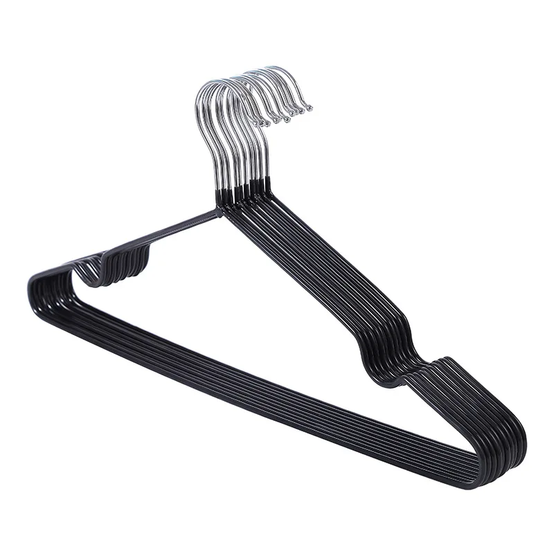 Wholesale black white non slip perchas clothes Hanger  Wholesale Metal hanger wire PVC heavy duty coat hangers percha metalica
