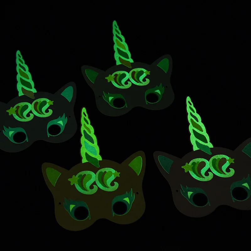 Wholesale 12PCS Cheap Paper Luminous Unicorn Mask for Kids Birthday Party Supplies