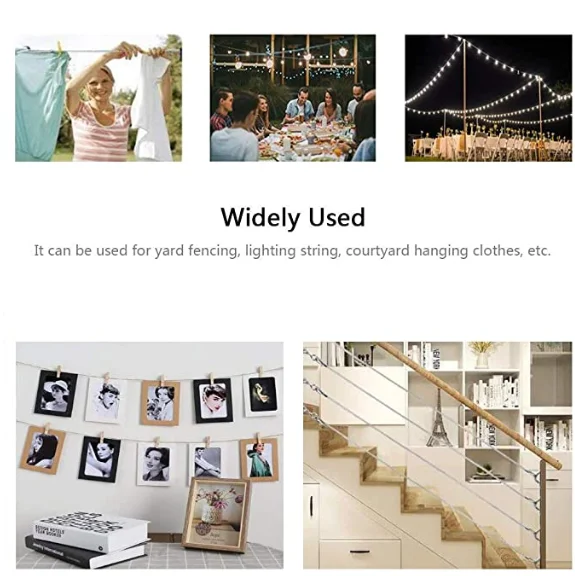 Turnbuckle Wire Rope Tension with Hooks Outdoor Lights Hanging Kit String Lights Suspension Kit 304 Stainless Steel Cable