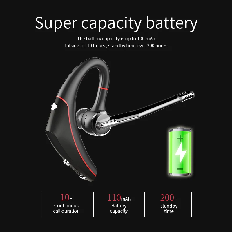 2021 Latest Power Display Headset Single Ear Business qcc3020 enc BT Earphone