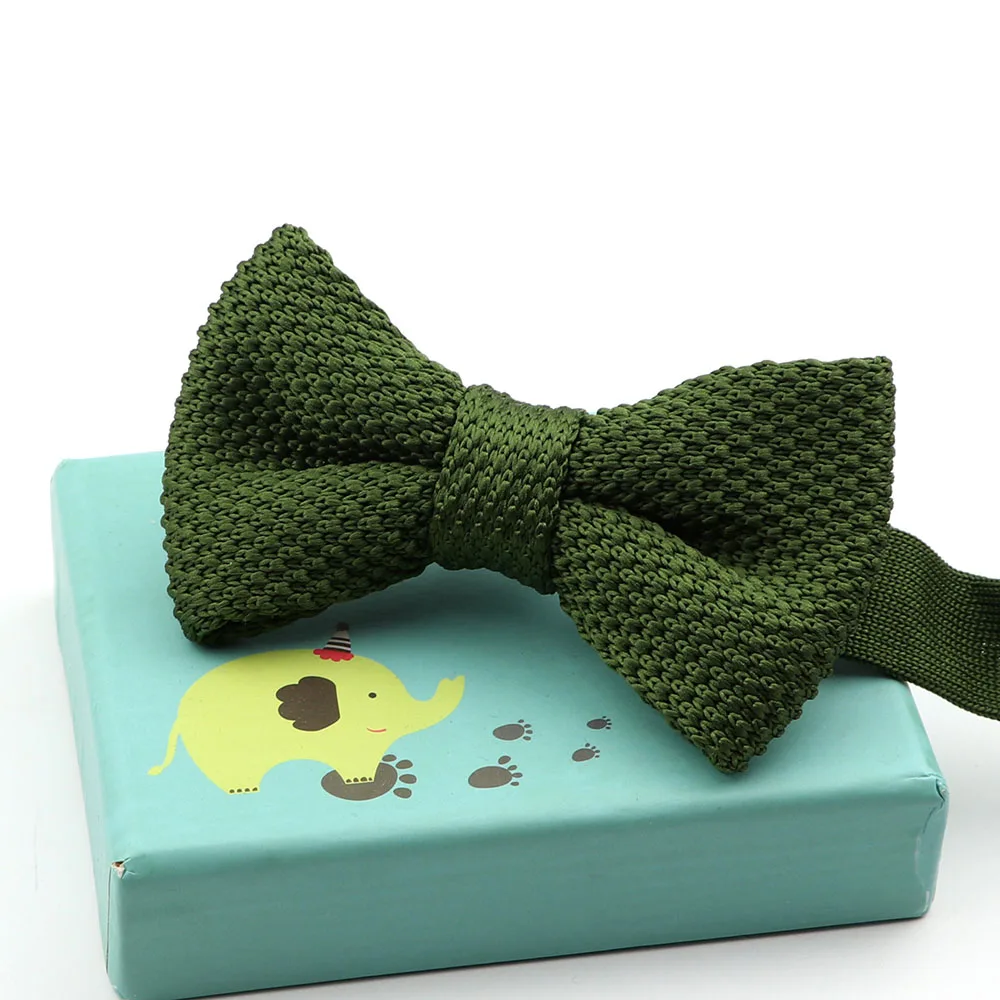 Fashion Single Deck Children Solid Color Bowknot Lovely Knit Bowtie Adjustable Neckwear Designer Knitting Kid Butterfly Bow Tie