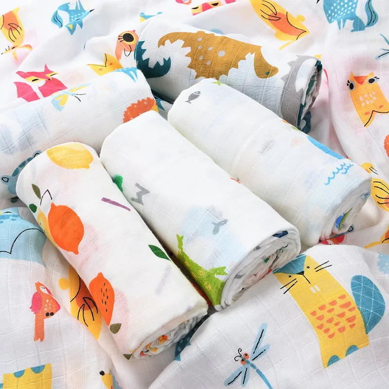 Summer square muslin cotton baby swaddle blanket
