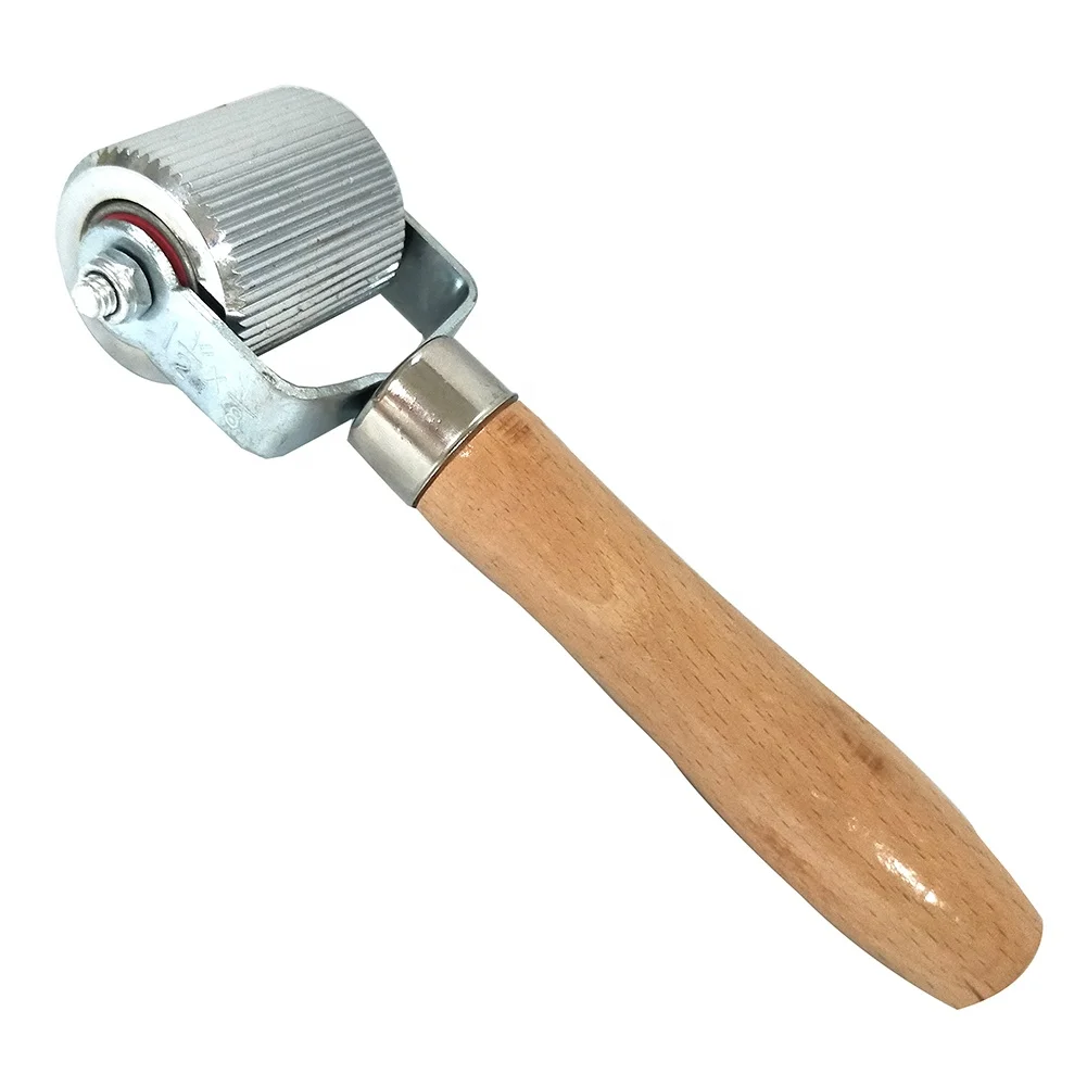 Ball Bearing Tire Tyre Patch Roller Stitcher Puncture Repair Tube Tool with Wood Handle
