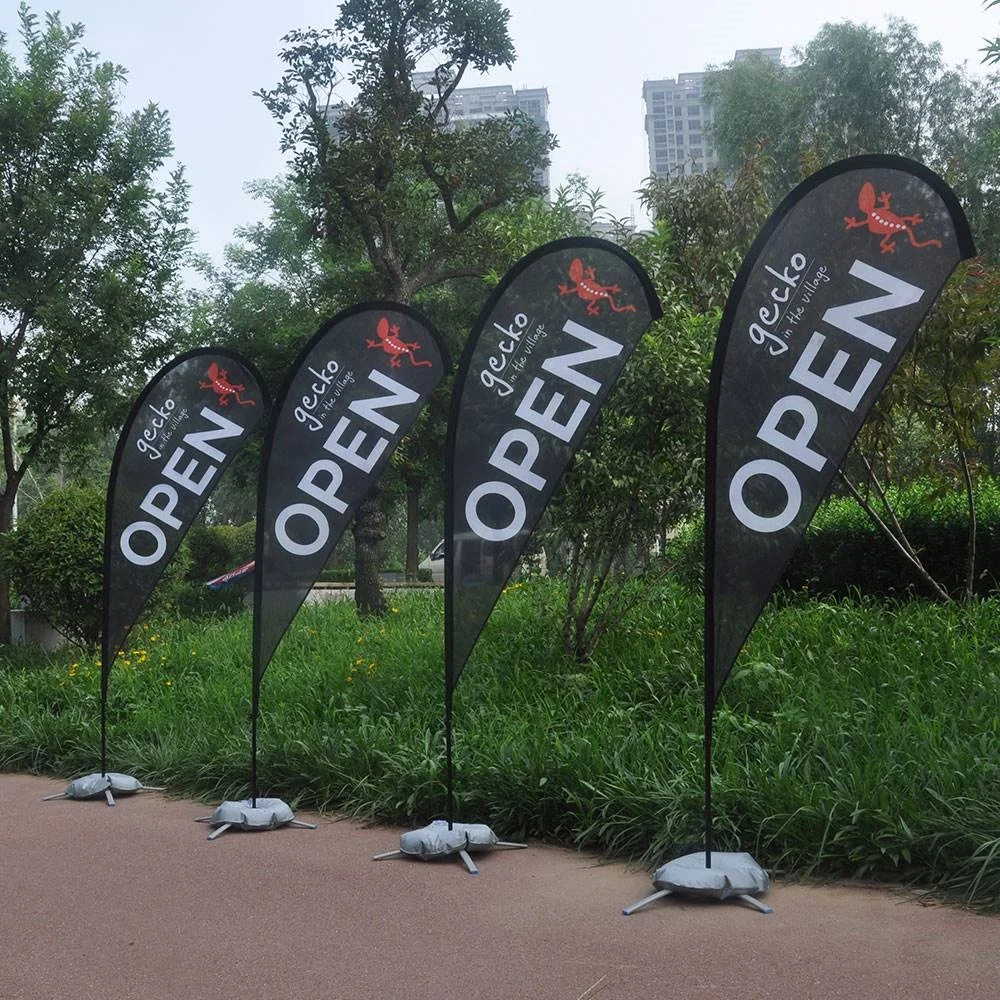 Factory Advertising Tear Drop Flying Feather Flag Custom  Beach Flag  Banners & Display Accessories With Pole Base Spike Stand