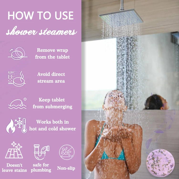 Private Label Organic Vegan Ecofriendly Relax Lavender Peppermint Tablets Aromatherapy Shower Steamer
