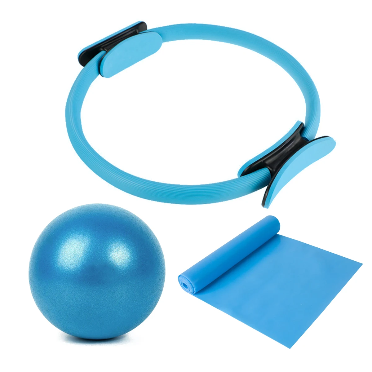 Home Fitness Pilates Equipment Set PVC Mini Yoga Exercise Ball Magic Circle Pilates Ring lightweight Elastic Resistance Band