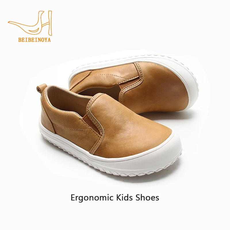 Babyhappy Patent New Product Ideas Wax Leather Barefoot Non-slip Wide Toe Shoes Children Kids Ergonomic Casual Sip-on Shoes