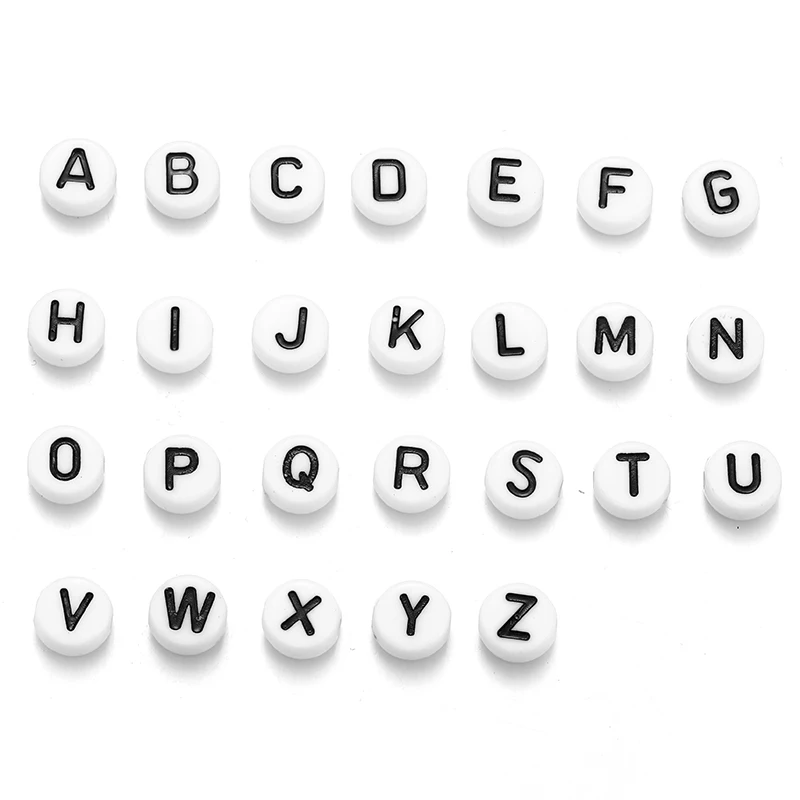 Акриловые свободные бусины письмо детский браслет ожерелье diy Ювелирные изделия 7 мм W366