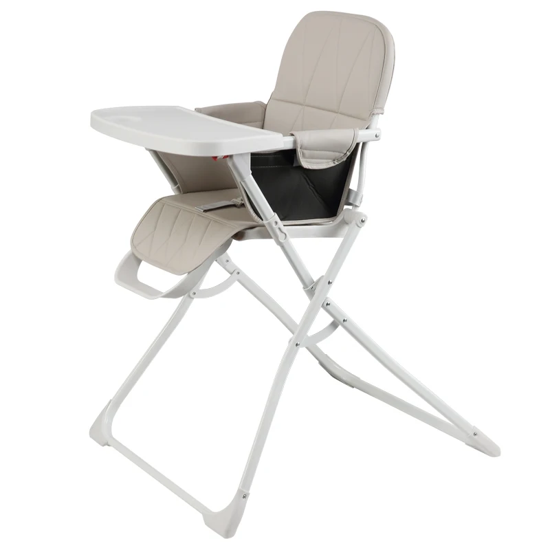 Popular Adjustable Folding High Chair Baby Feeding PU leather Seat recliners children eating chair