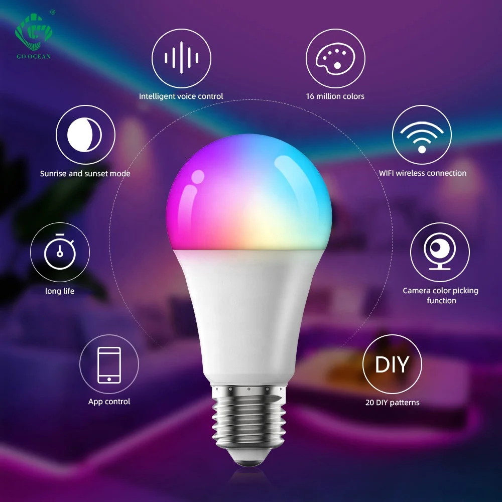 China Manufacturer Energy Saving Lightbulb E26 E27 Bulb Lamp LED Smart Bulb WiFi BT RGB Smart Bulbs