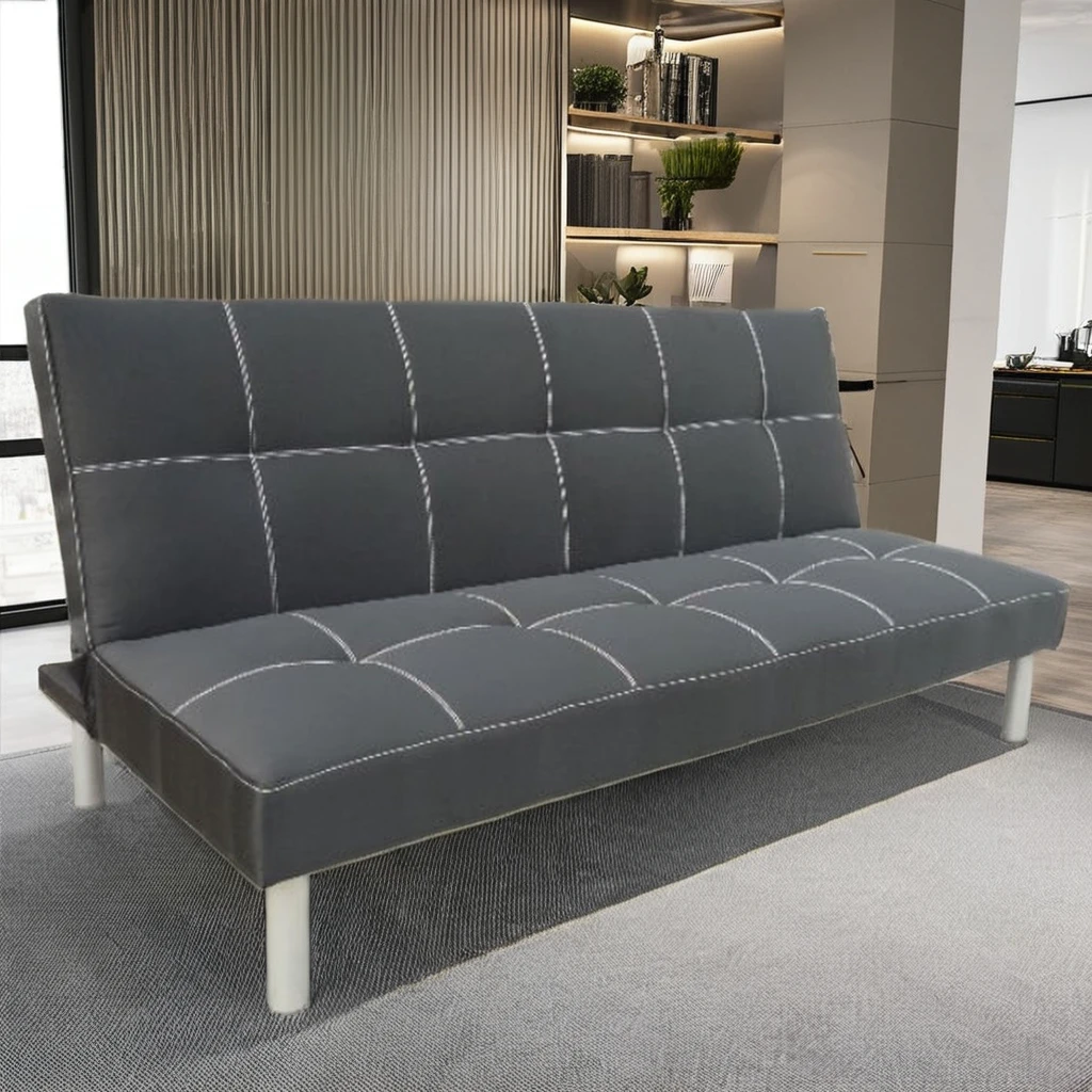Modern Multifunctional Fabric Divan Sofa Bed Simple Purple Space-Saving Design for Living Room Apartment Set Wood PU Materials