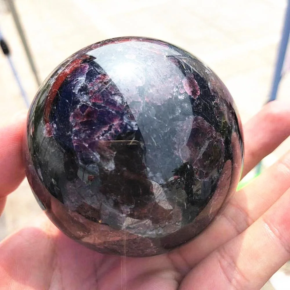 Natural Crystal Astrophylite Red Garnet Flash Sphere