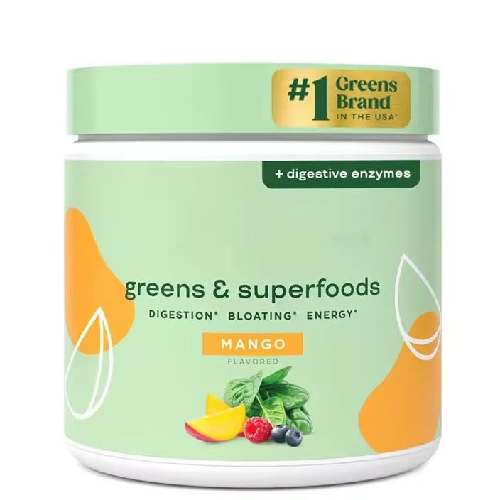 Hot Sale OEM Superfood Greens Powder with Probiotics and Prebiotics Gut Health Chlorella, Green Juice