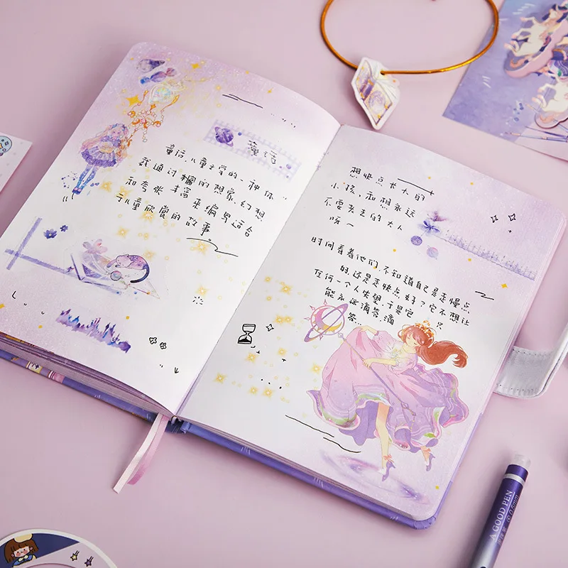 Creative cartoon color inner page magnetic buckle notebook diary notebooks