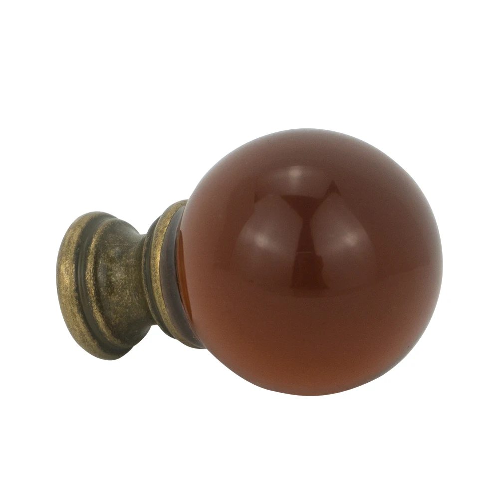 Factory wholesale good quality amber color glass ball lamp finials for lamp harp