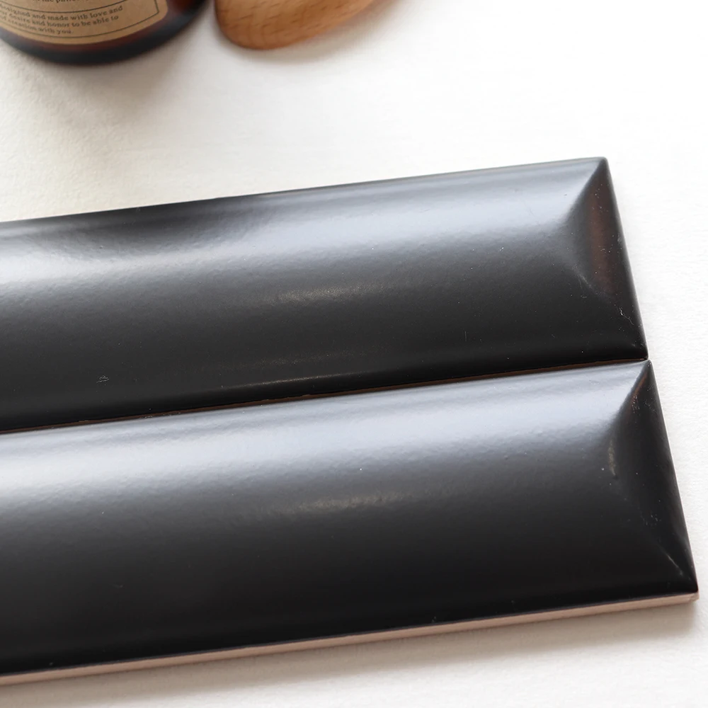 China foshan cheap price Black color 3d design glazed modern design high quality 50 * 200 mm subway tile