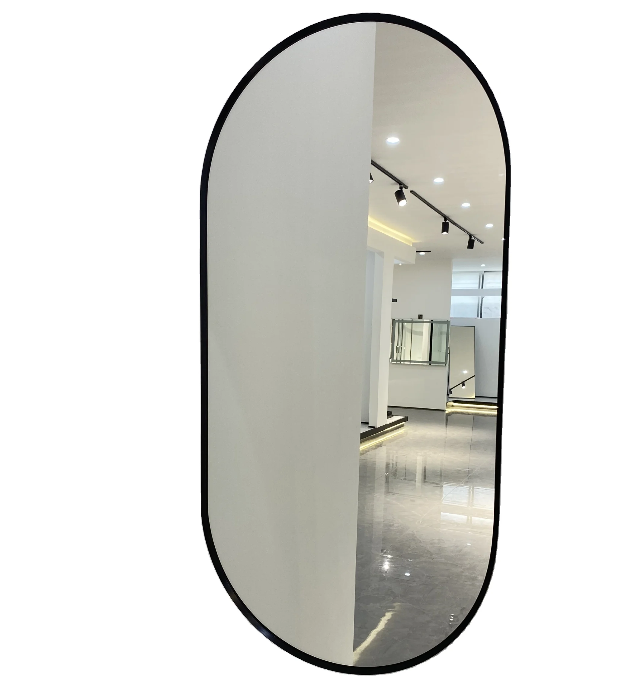 Vintage Black metal frame arch shape wall mirror full-length free standing mirror