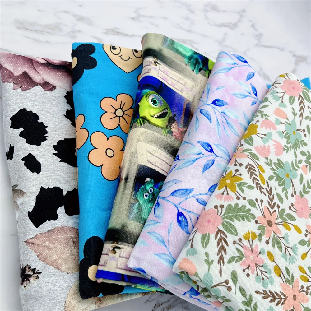 Women Dress Spandex Single Jersey Custom Fabric Digital Printing Cotton Print On Fabric