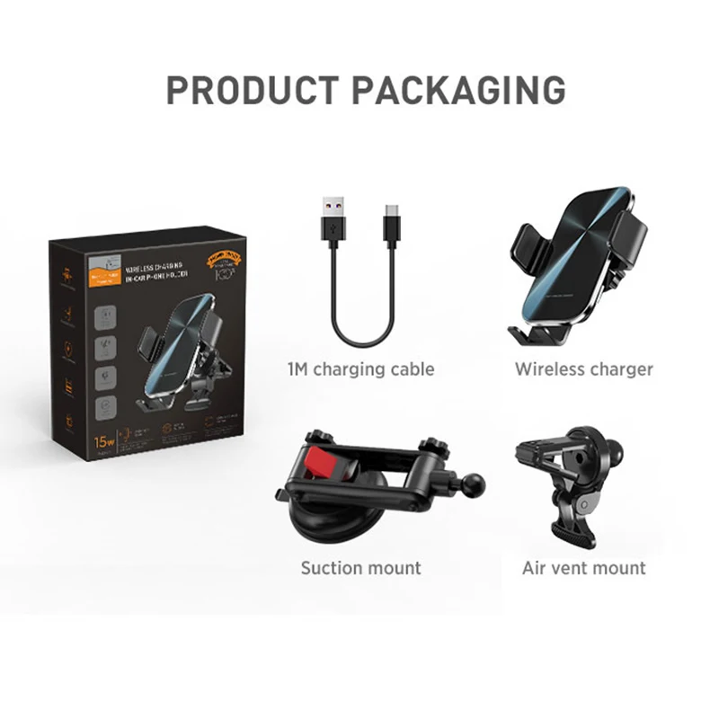 Лидер продаж на Amazon быстрая зарядка 15 Вт Универсальное автомобильное беспроводное зарядное устройство