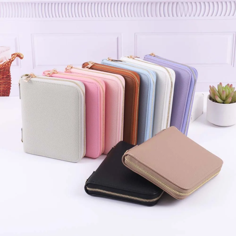 Hongbo New Best Selling Genuine Pebble Grain Leather A7 Cash Binder Envelope with Chains Available as Leather Document Holder