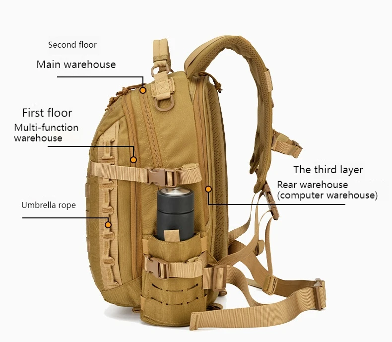 Direct Sales from Manufacturer Waterproof 36-55L Outdoor Tactical Backpack for Climbing Casual Tours Camping Laser Navigation
