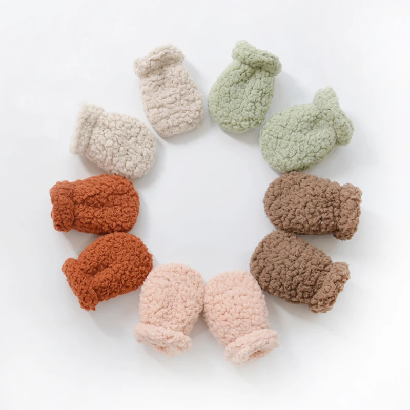 Newborn Mittens Fleece Winter Gloves For Kids Full Finger Hand Warmer Baby Scratch Mitten Toddler Girl Double Layer Gloves 0-1Y