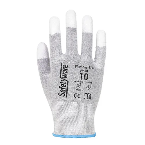 Polyester Mixed Carbon Knitted Work Gloves PU ESD Anti-Static Touch Screen Gloves with Anti-Slip Protection for Construction Use
