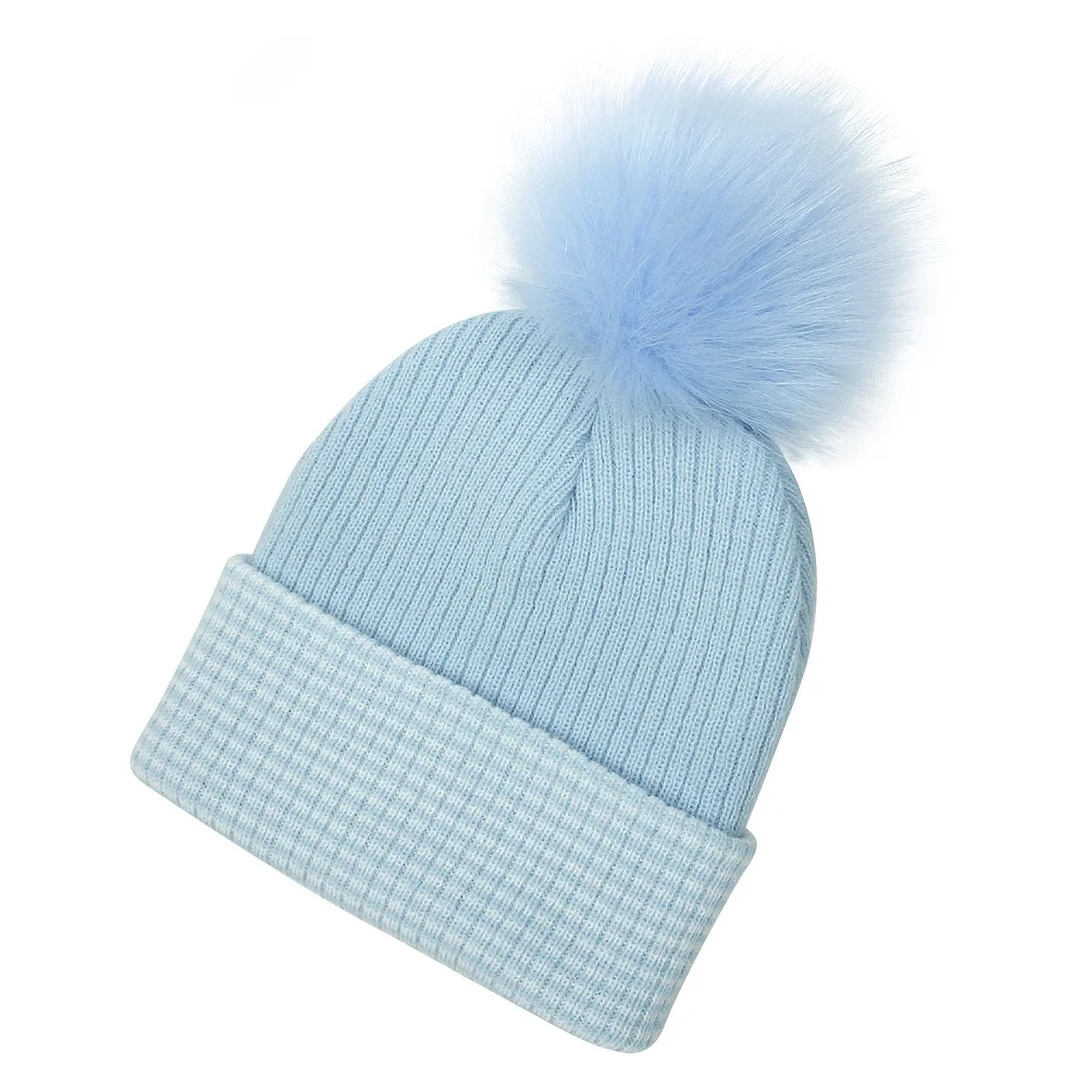 Comfortable baby winter warm pom beanie hat custom
